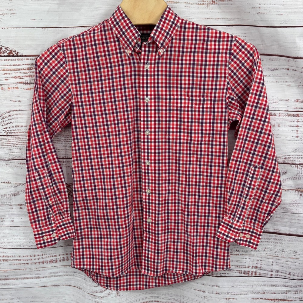 Pendleton Button Down Shirt Mens Medium Red Purple White Checkered‎ Long Sleeve